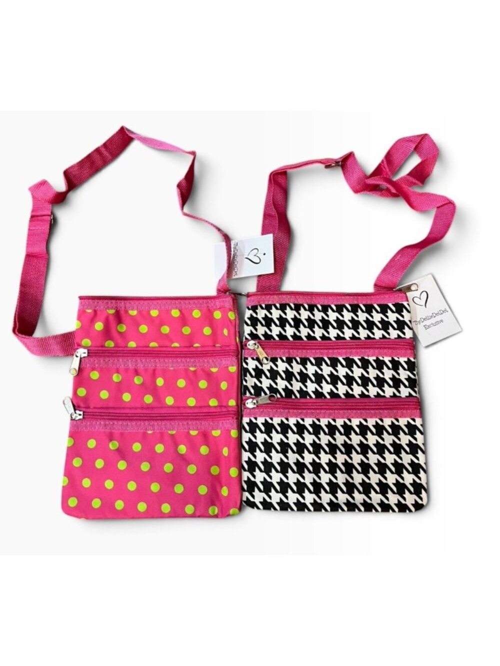 Lot of 2 Houndstooth Polka Dot  Crossbody Bags Cell Phone Purse Shoulder Bag NWT